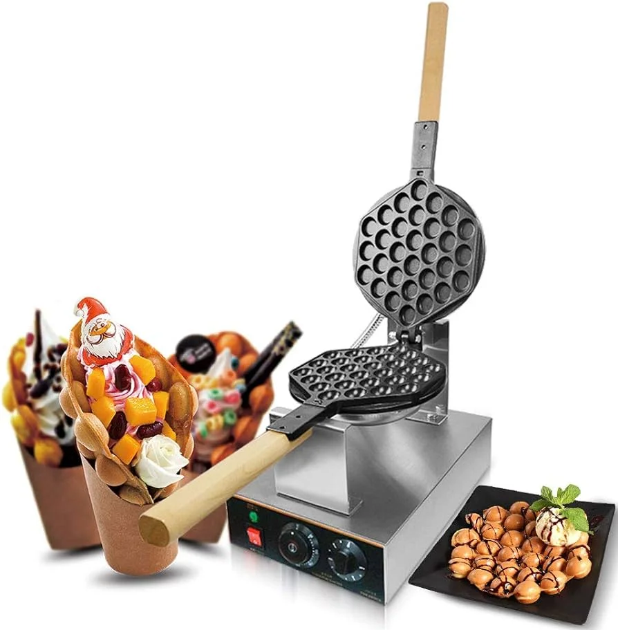 Electric Bubble Waffle Machine 3 Egg Bubble Waffle Maker Electric