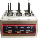 Electric Pasta Noodle Boiler Machine with 6 In 1 Compartments and Taps 1 Electric Pasta Noodle Boiler Machine with 6 In 1 Compartments and Taps