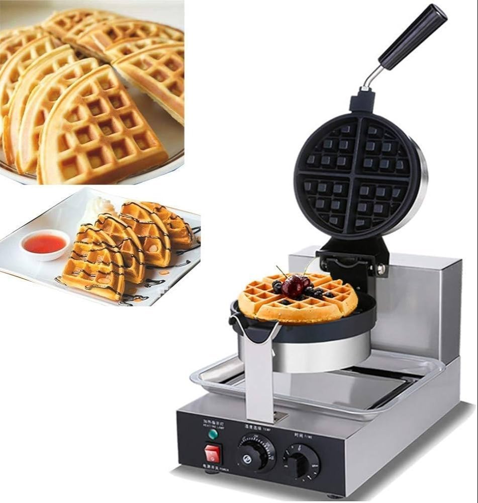Electric Round Rotating Belgian Waffle Maker Machine 3 Electric Round Rotating Belgian Waffle Maker Machine