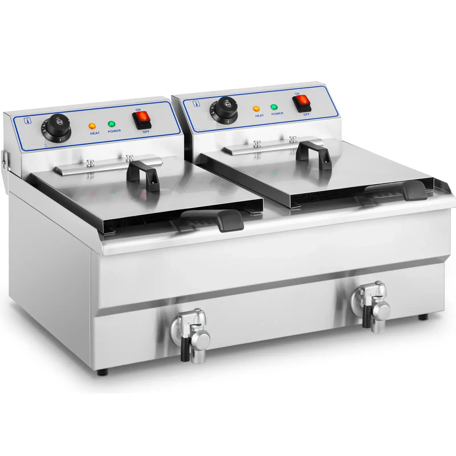 Electric Double Tank Deep Fryer 24 Liter (12*2) With Oil Drain Tap 1 Electric Double Tank Deep Fryer 24 Liter (12*2) With Oil Drain Tap