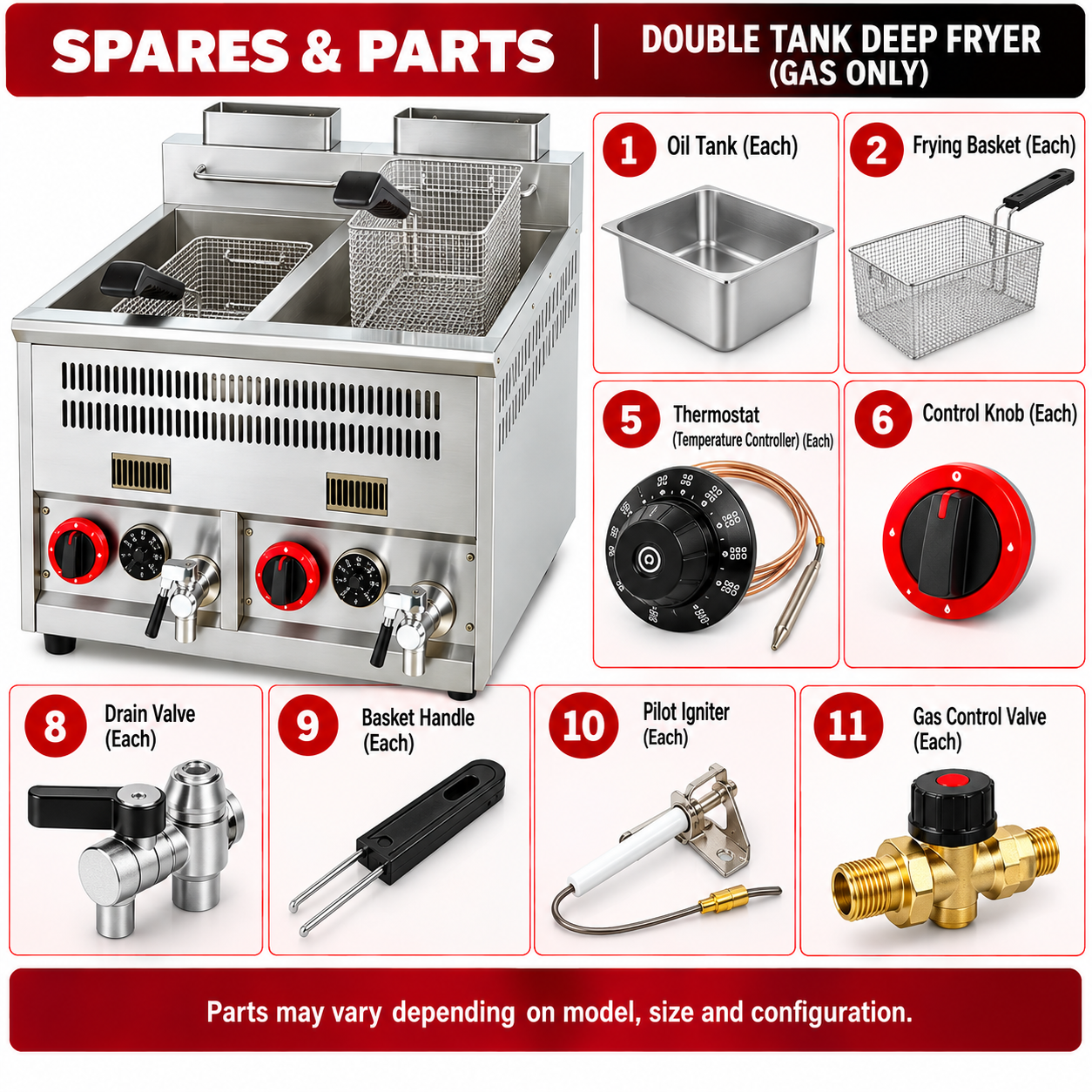 Gas Double Tank Deep Fryer 16×2 Liter With Oil Filter Tap Automatic Thermostat 2 Gas Double Tank Deep Fryer 16×2 Liter With Oil Filter Tap Automatic Thermostat