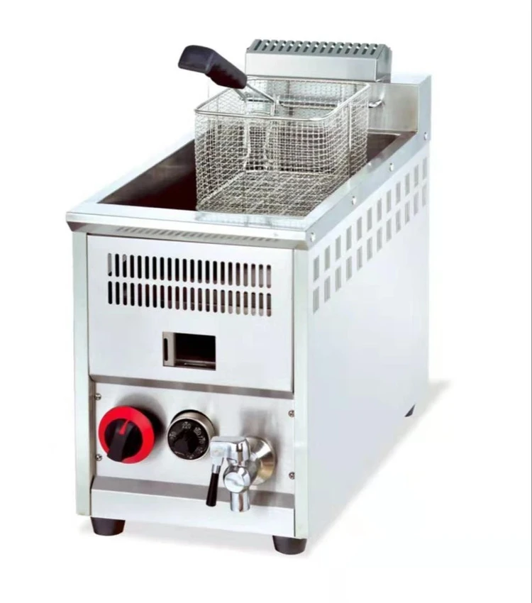 Gas Single Tank Deep Fryer 16 Liter With Oil Filter Tap Automatic Thermostat 1 Gas Single Tank Deep Fryer 16 Liter With Oil Filter Tap Automatic Thermostat