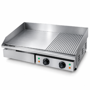 Electric Griddle Plain Plate + Grooved Top 4.4Kw Big