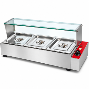 Electric Bain Marie With Glass - 3 Compartments 8 LPan